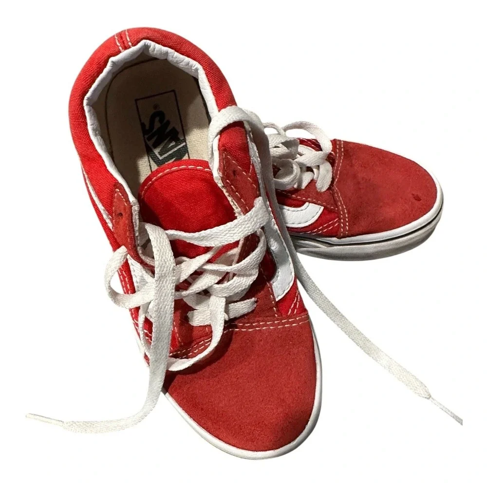 Vans‎ Off The Wall Shoes Red And White Sneakers Youth Kids Size 13 Canvas EUC